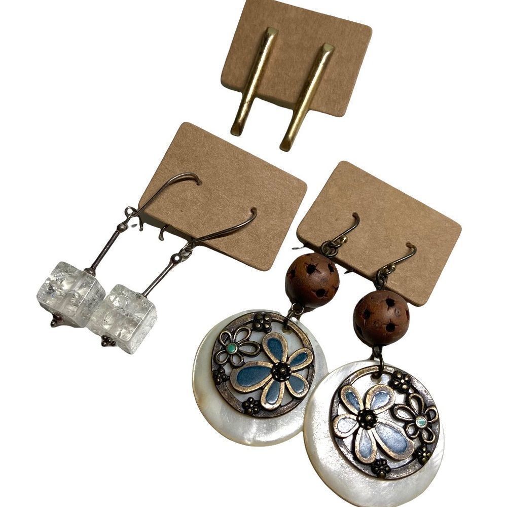 Fashionable Stud and Drop Earrings Bundle/Lot 3 Pairs